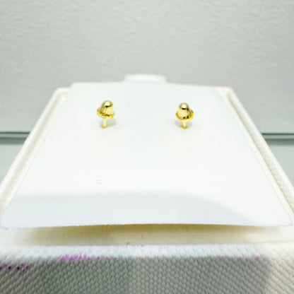 1077-NEW 14k Gold Trebol Aqua Blue Stud Earrings (7mm) W.G