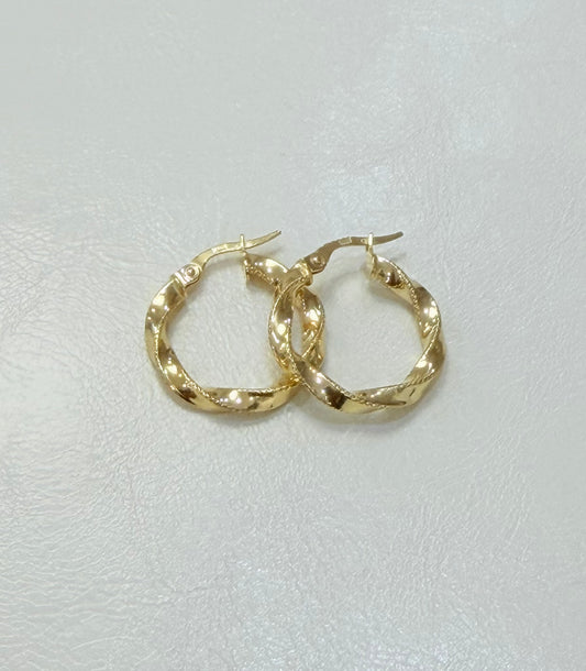 1819- NEW 14K Twisted Hoop Earrings (20x2.7mm) W.G