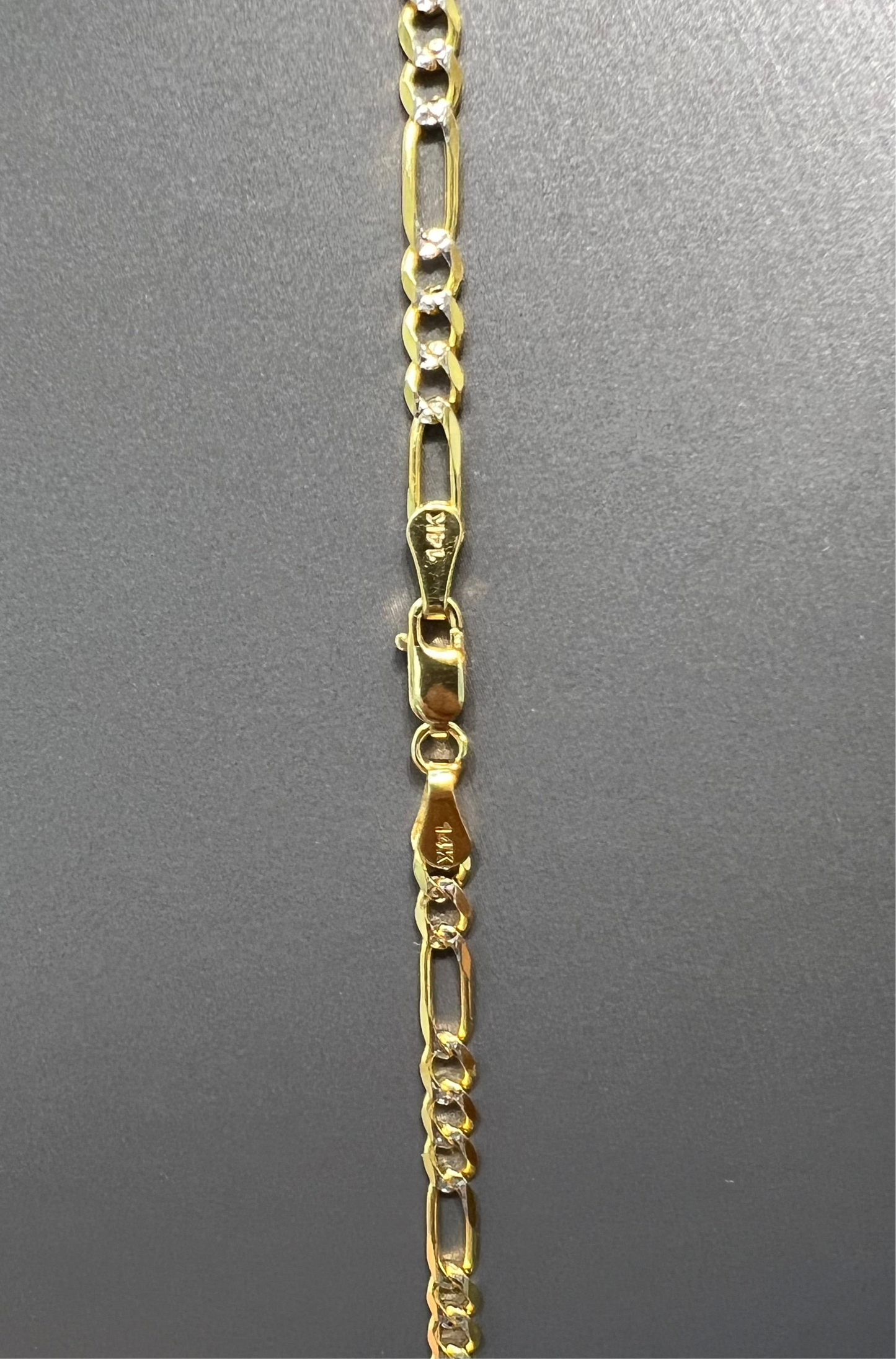 1250- NEW 14K Solid Figaro Link Two Tone (4.1mm) W.G