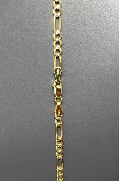 1250- NEW 14K Solid Figaro Link Two Tone (4.1mm) W.G