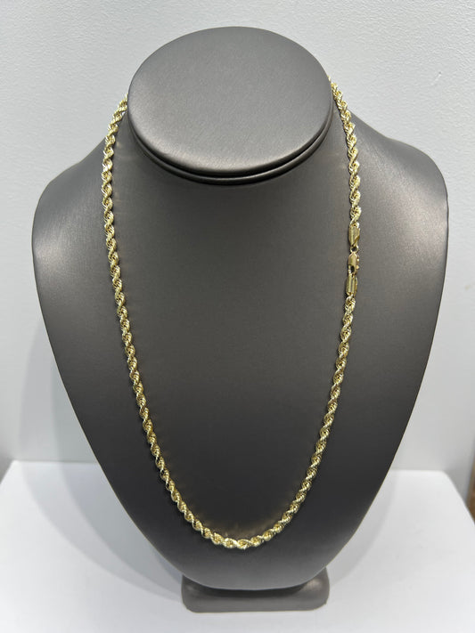 1327- NEW 10K Hollow Rope Chain (4.2MM) W.G