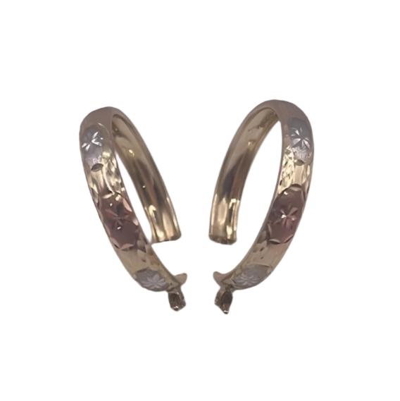 00119- NEW Hoop Earrings Tri-Toned Gold (W.G)