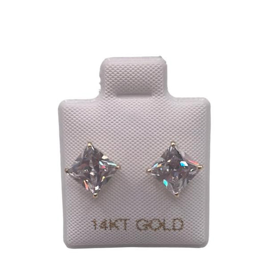 00154- NEW 14K Square Stud Earrings (6mm) (W.G)