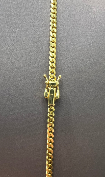 1265- NEW 14K Solid Miami Cuban Chain (3mm) W.G