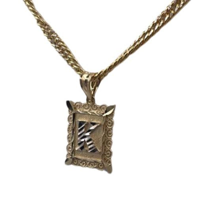 00122- NEW Letter “K” Square Pendant Only(W.G)