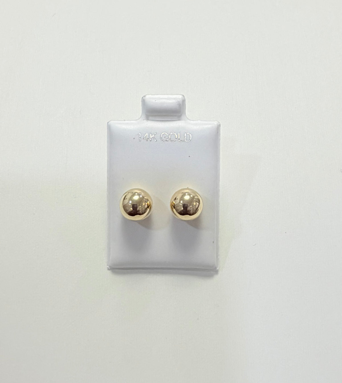 1699- NEW 14K Ball Stud Earrings (8mm)W.G