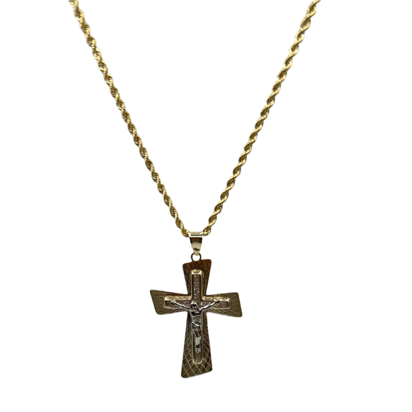 784- NEW 14K Light Weight Crucifix Pendant (35x24mm) W.G