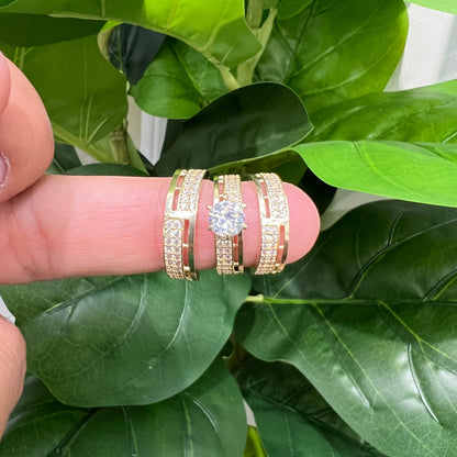 1274-NEW 10k Trio Wedding Ring Set W.G