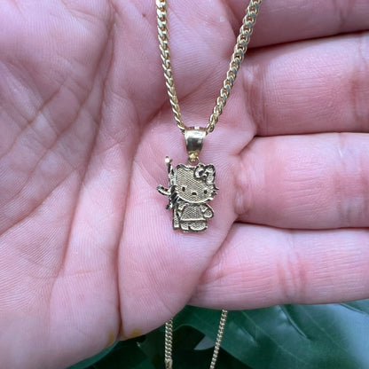 1207-NEW 14K Full Body Hello Kitty Gold Pendant ( W.G