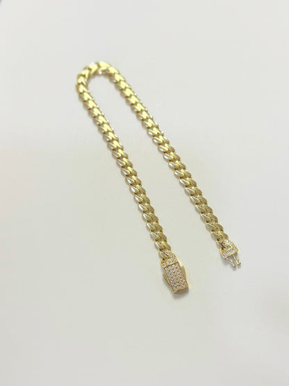 1675- NEW 10K Hollow Cuban Bracelet 7” (5mm) W.G