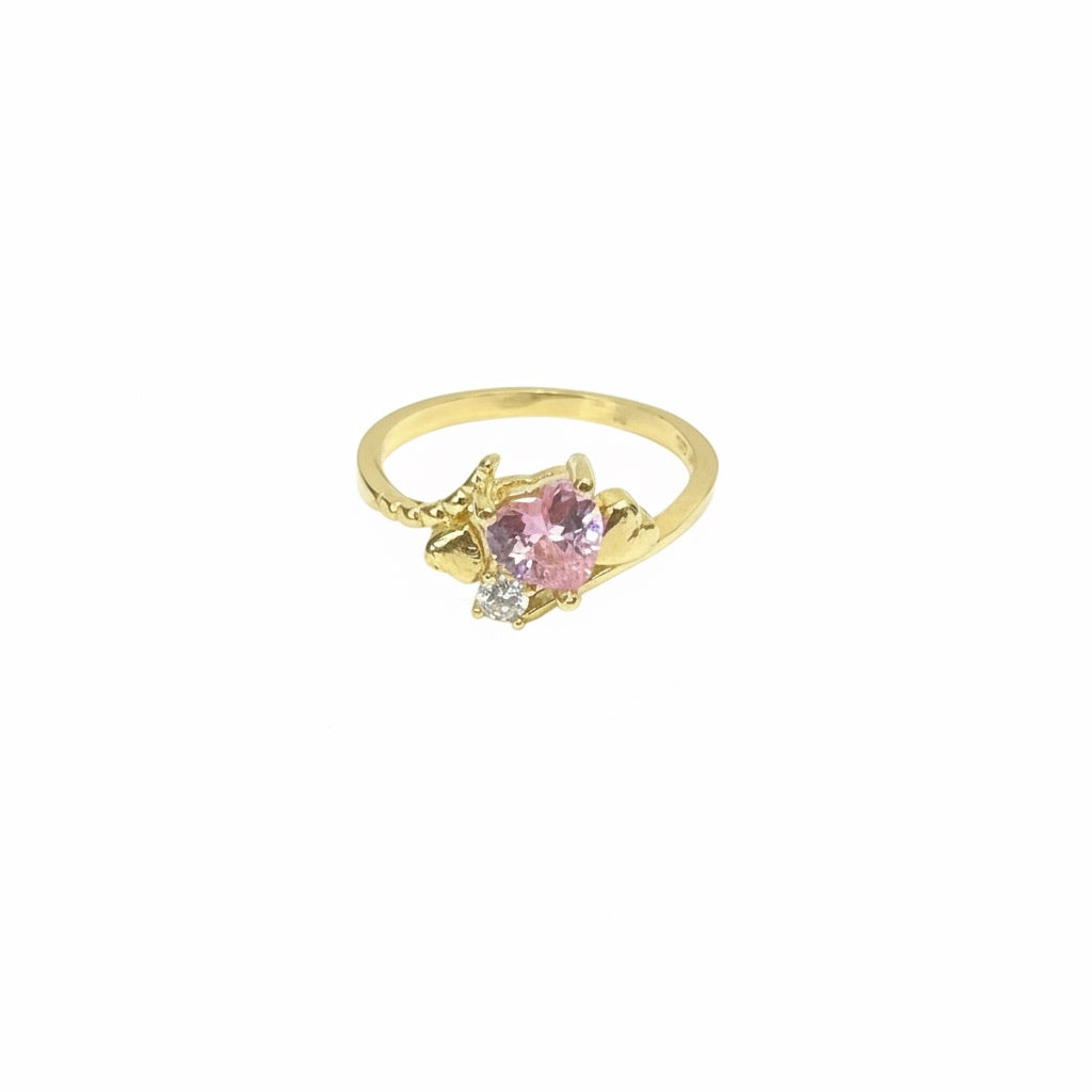 1513- NEW 14K Twist Pink Heart Ring W.G