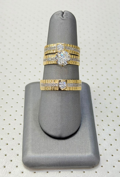 1809- NEW 14K Gold Wedding Rings Trio W.G
