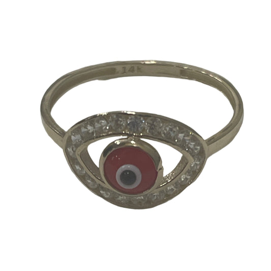 713- Red Evil Eye Ring Sz 7