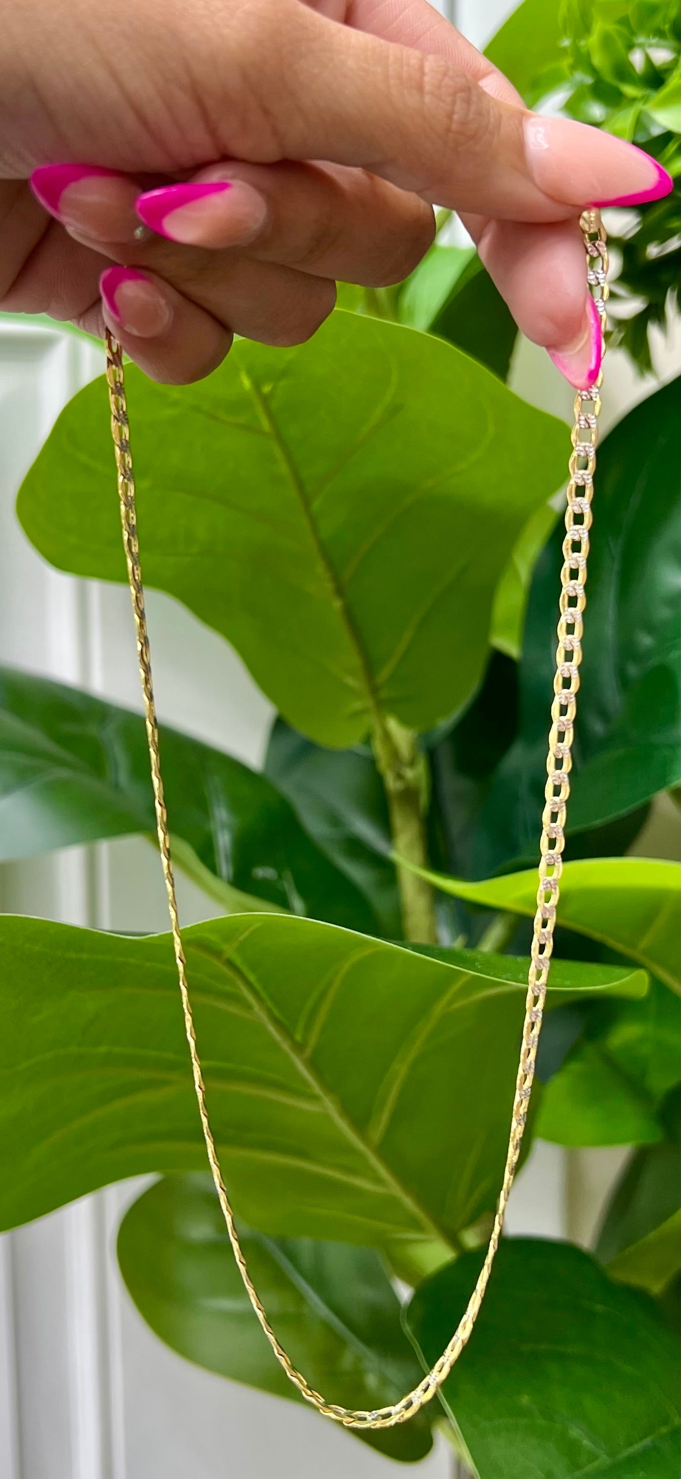 00110 - NEW 14k Hollow Cuban Curb chain two-Tone (4mm)W.G
