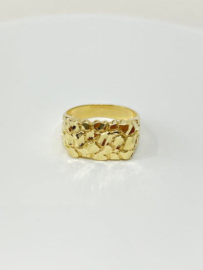 1198- NEW 14K Nugget Square Fashion Ring W.G