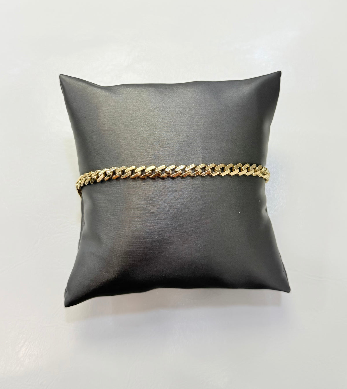 1723- NEW 14K Hollow Cuban Monaci Bracelet 7” (5.2mm) W.G