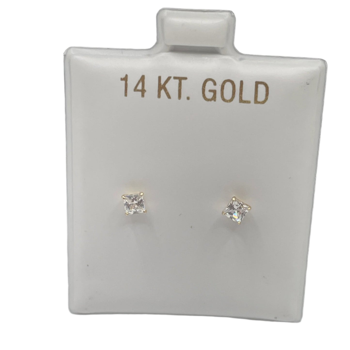 592-14 Karat Yellow Gold Screw Backing Square Stud Earrings 3mm