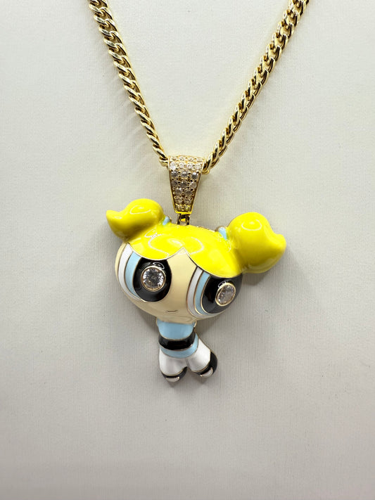 898- NEW 14K Powerpuff Girls Pendant -W.G