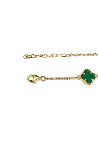 1588- NEW 14K Green Trebol Bracelet 7" +1" ext (1.90mm) W.G