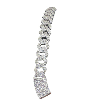 S578- .925 Encrusted Cuban Link Bracelet 8”