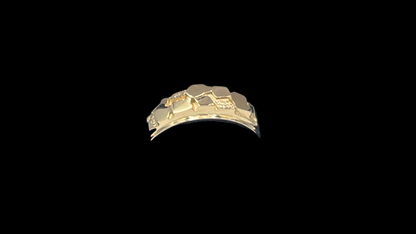 377- 14K Gold Nugget Ring Sz 9 3/4