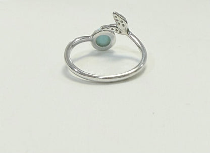S890- NEW .925 Larimar Mermaid Adjustable Ring (W.G)