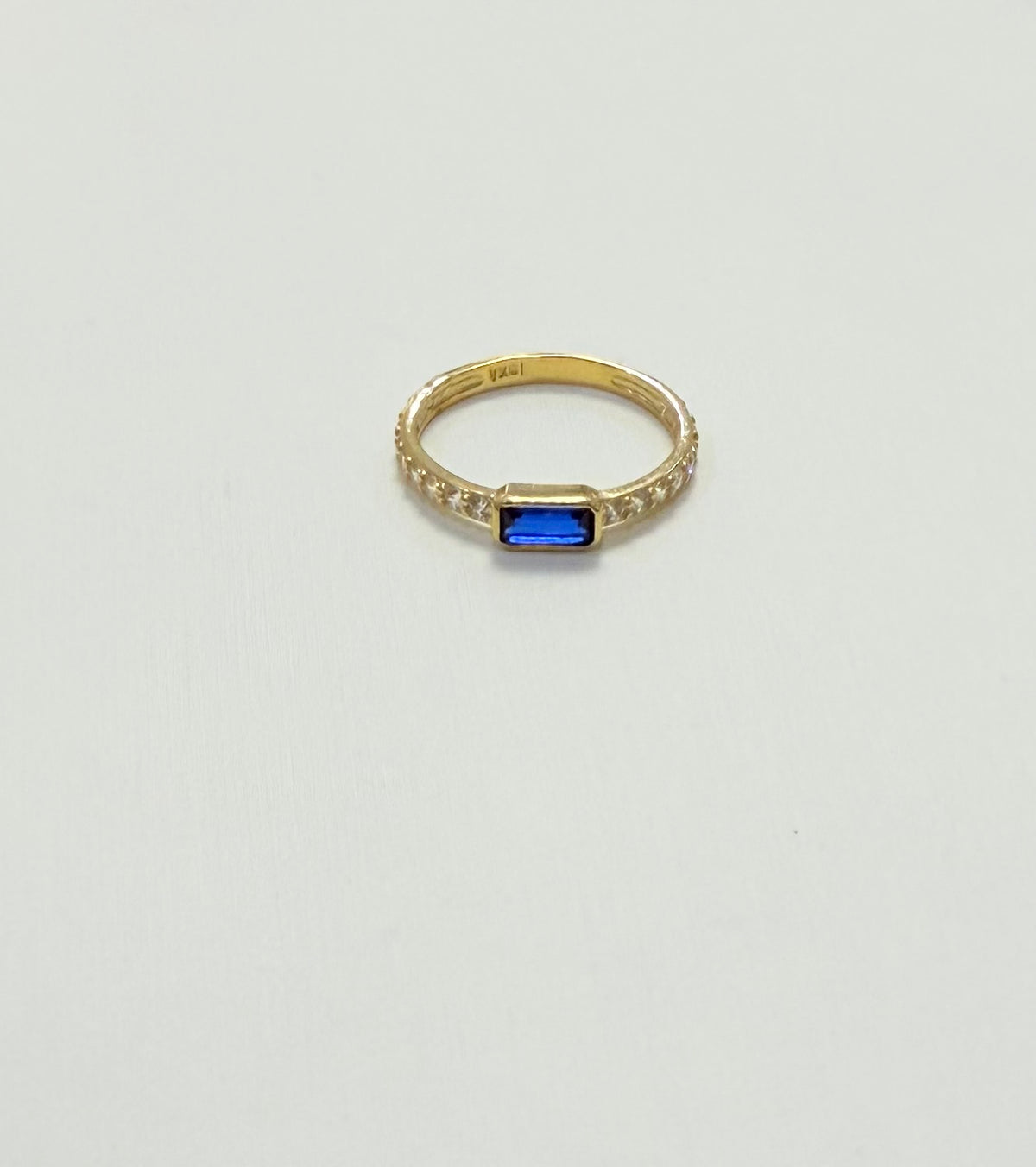 1707- NEW 10K Blue Square Sapphire Band Ring W.G