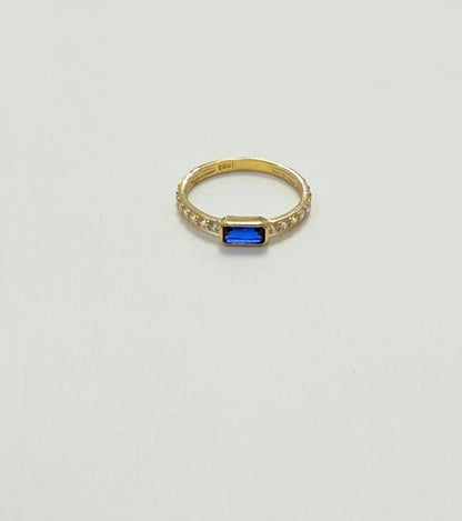 1707- NEW 10K Blue Square Sapphire Band Ring W.G