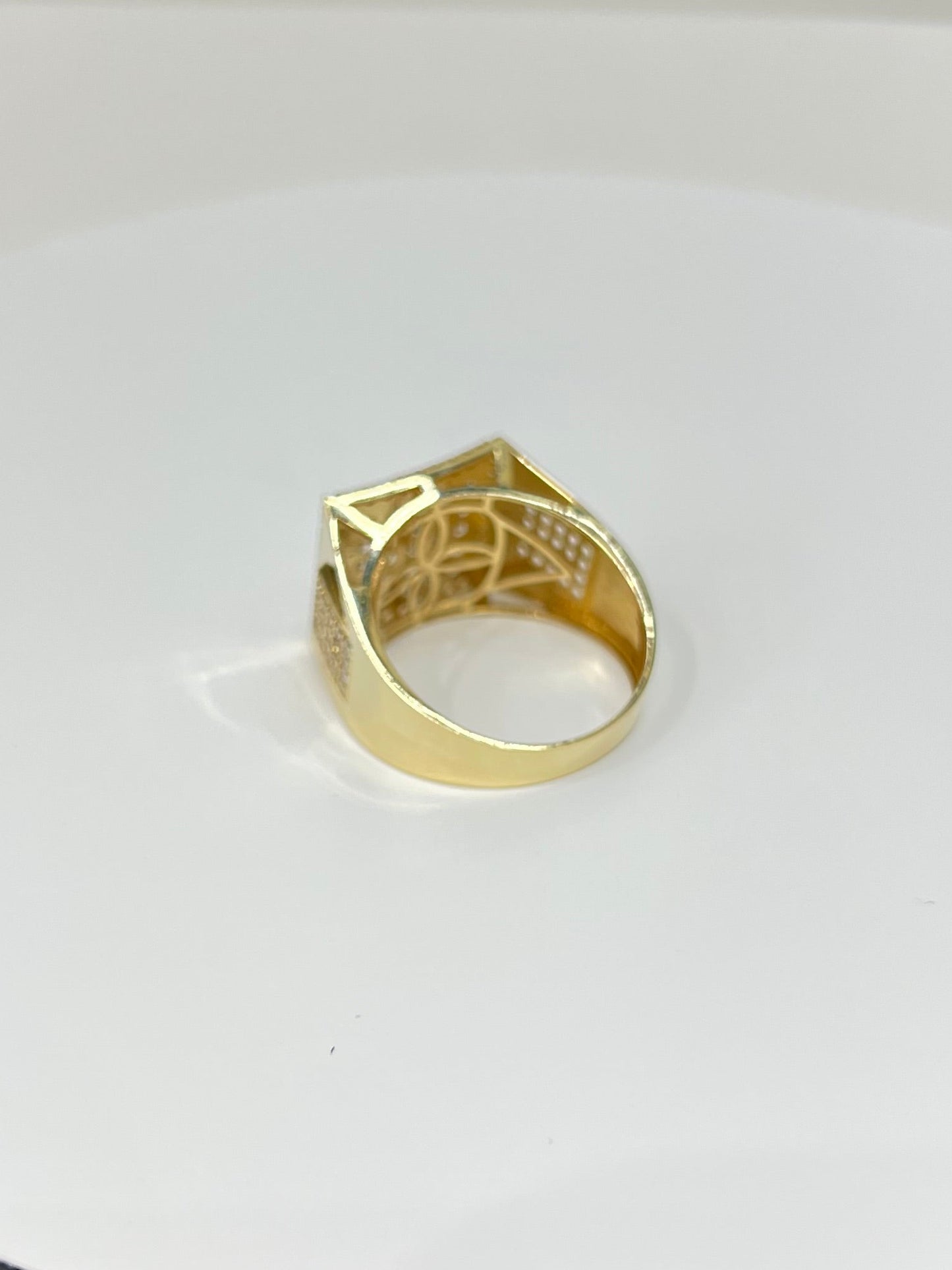 1035-NEW 14K Square Full Cz Men's Ring (W.G)