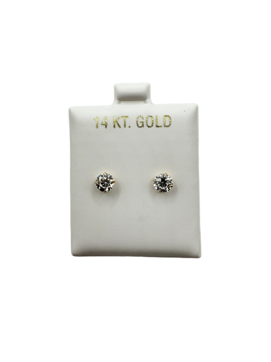 00180- NEW 14K Cubic Zirconia Studs (5mm) W.G