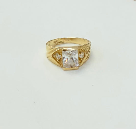1099-NEW 14K Square Clear Cz Stone Men's Ring