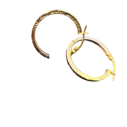 322- 14K Yellow Gold Tri Color Hoops Earrings