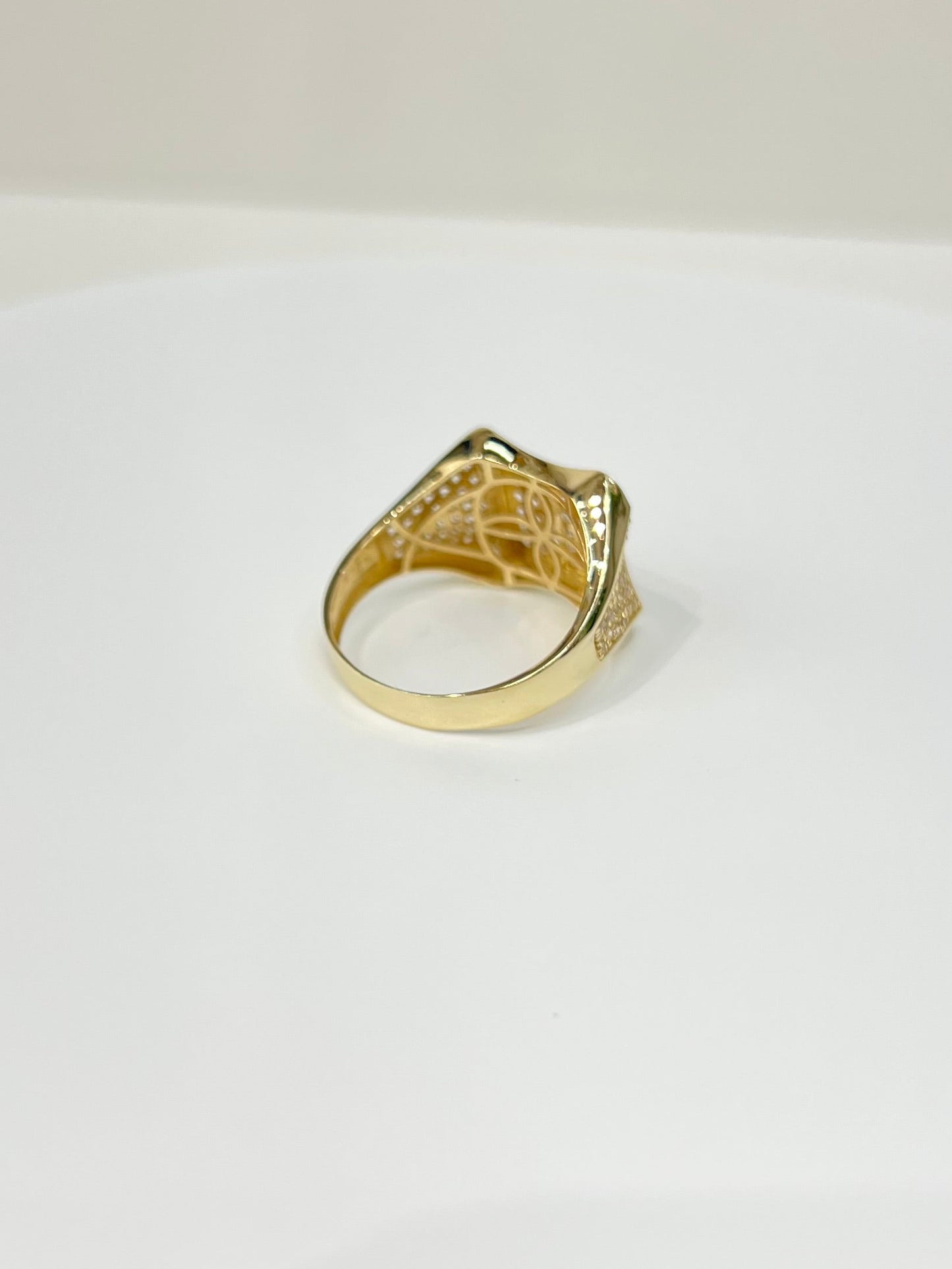1182- NEW 14K Full Cz Square Fashion Men's Ring W.G