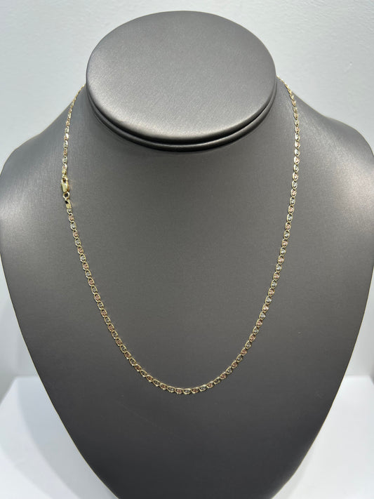 314-NEW 14k  Valentino chain  Tri tone (2.6mm).W.G