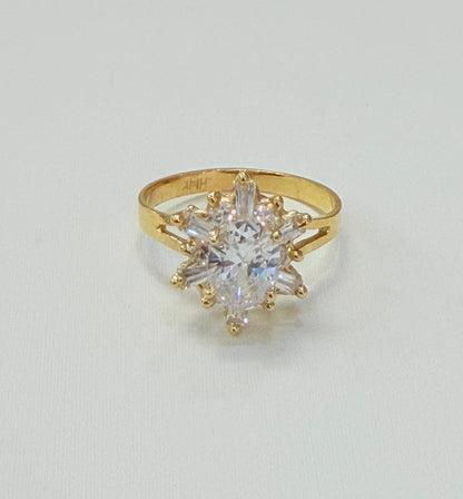 501- NEW 14K Gold Cubic Zirconia Star Ring W.G