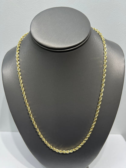 1328- NEW 10K Hollow Rope Chain (4.2MM) W.G