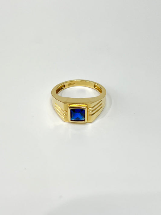 873- NEW 14K Blue Square Kid's Ring (W.G)
