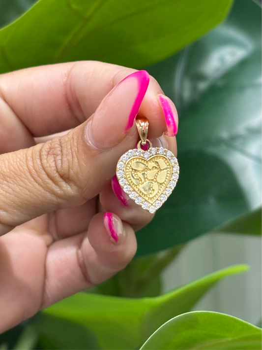1054-NEW 14K Heart Shape Nugget Pendant W.G