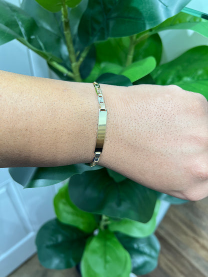 1334- NEW 14K Valentino ID Bracelet Tri Tone W.G