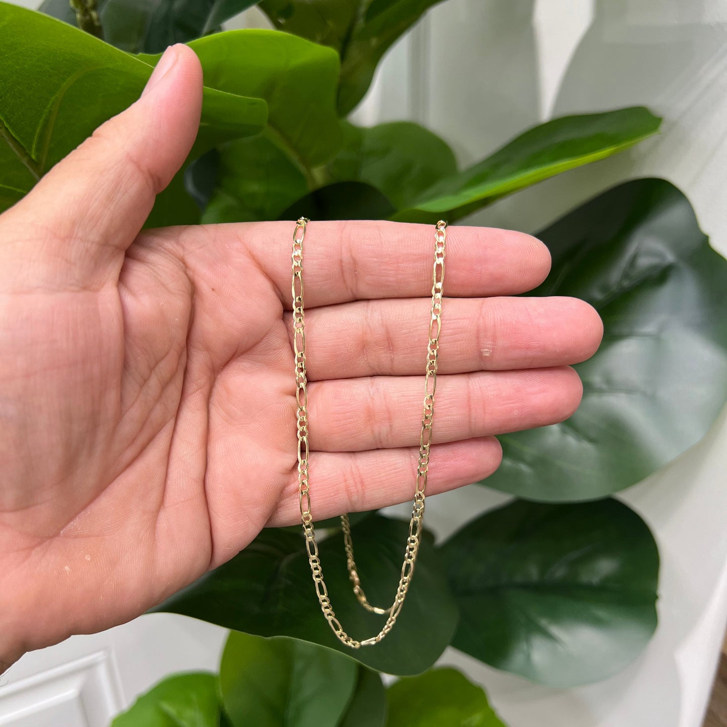 1254- NEW 14K Solid Figaro Chain 24" (3.1mm) W.G