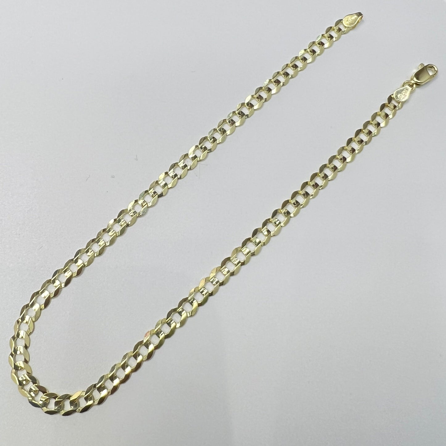 1659- NEW 14K Solid Cuban Curb Anklet 10" (4.2mm) W.G