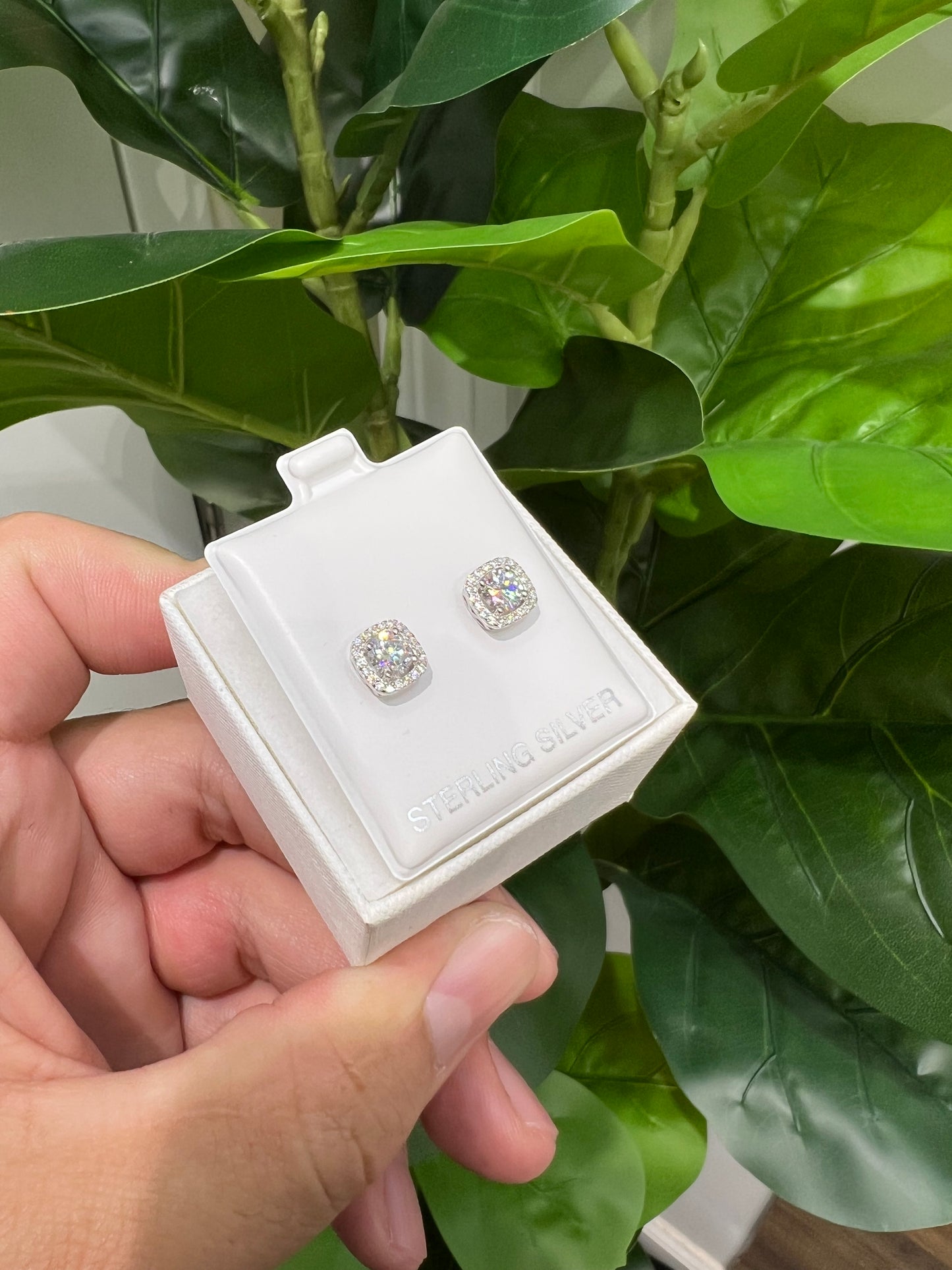 M2- NEW .925 Moissanite & Cz Stud Earrings W.G