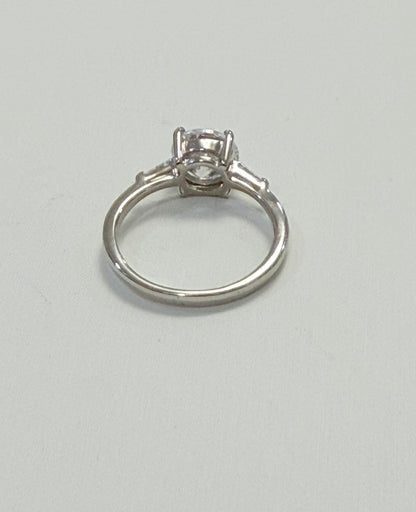 S443- NEW .925 Sterling Silver Clear CZ Solitaire Ring W.G