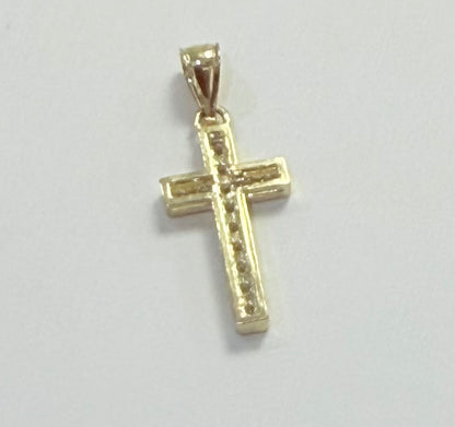1734- NEW 10K Small Cz Cross Pendant W.G