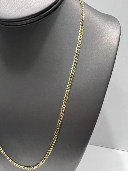 1628- NEW 14K Solid Cuban Curb Chain 22" 3.7mm W.G