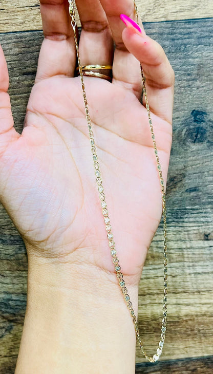 314-NEW 14k  Valentino chain  Tri tone (2.6mm).W.G