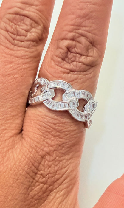 S771- NEW .925 Full Cz Zirconia Band Ring W.G