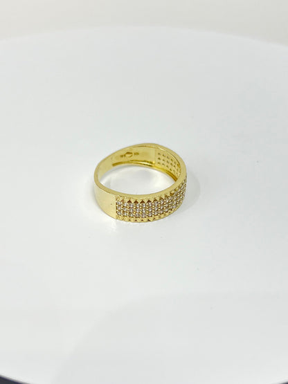 1378- NEW 10K Full Cz Gold Band Ring W.G