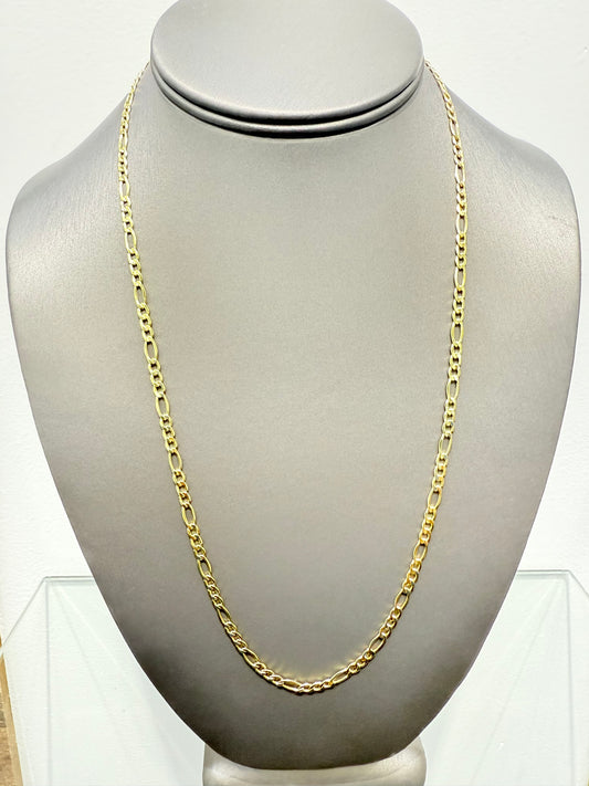 522-NEW  14K Figaro Chain (3.4mm) W.G