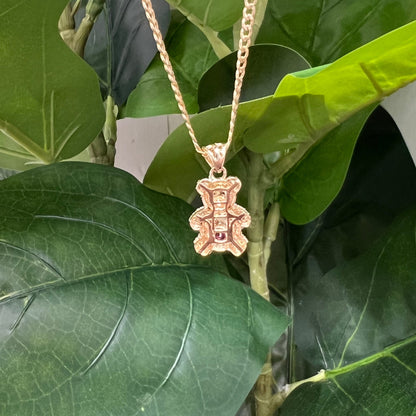 1241- NEW 14K Teddy Bear Pendant W.G